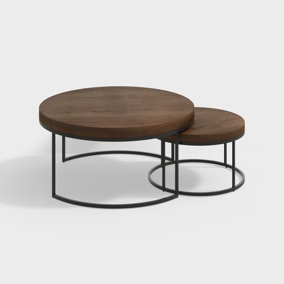 Modern Low-Poly Round Table Set 3D model