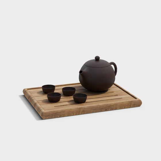 Minimalist Tea Set 3D model for Tranquil Spaces
