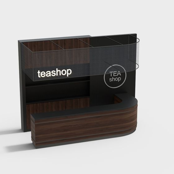 Modern Teashop Reception Desk 3D model