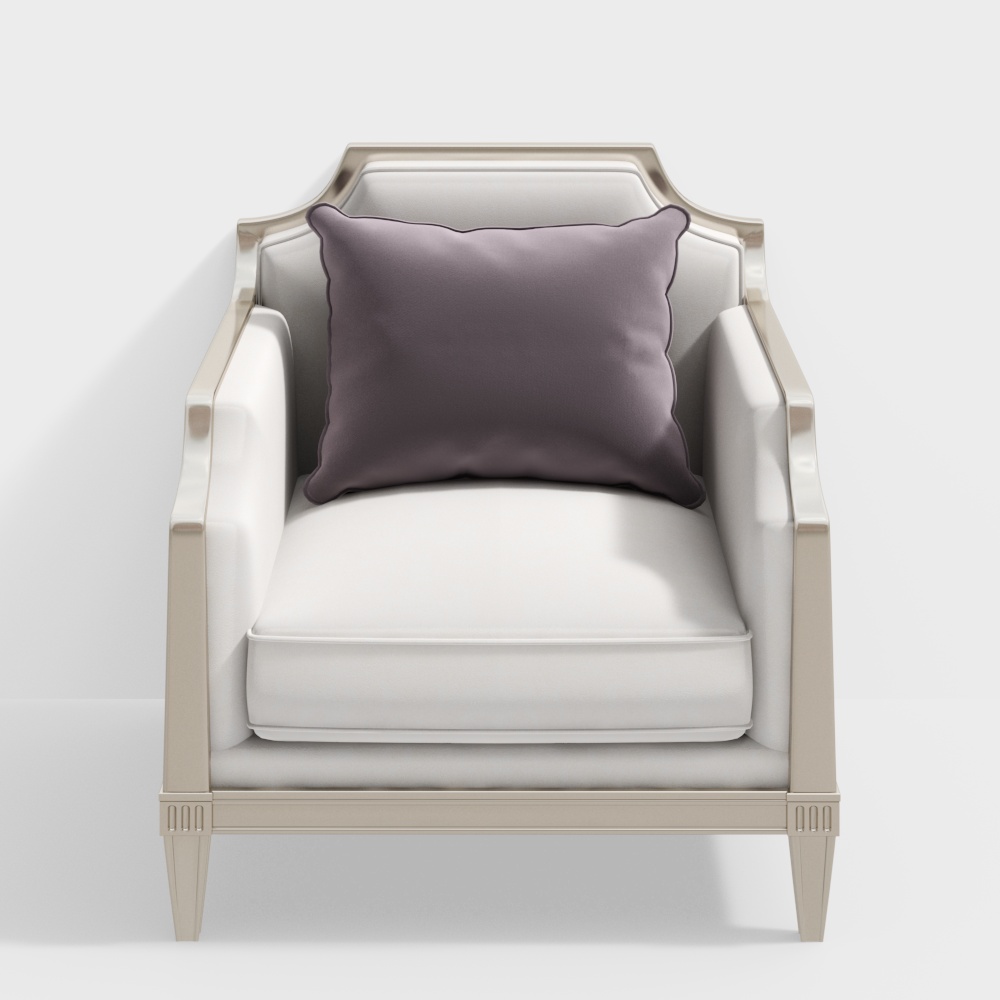Urban Elegance Single Sofa 3D Model – White Leather Design