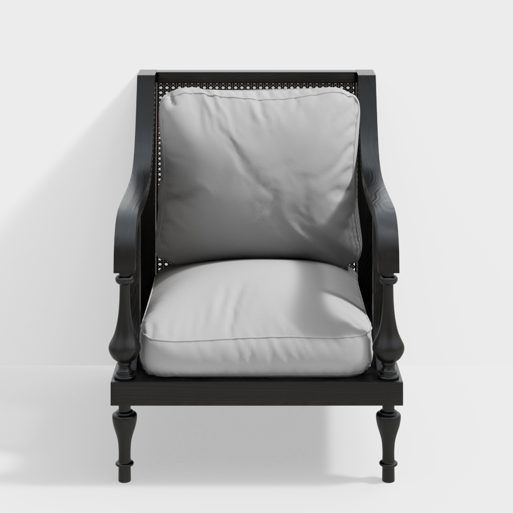 Vintage Sofa 3D Model – Low Poly Black and Gray