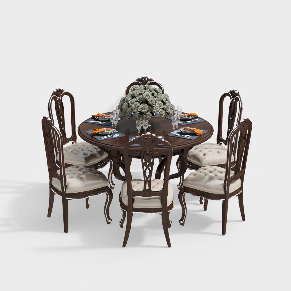 Bộ bàn ghế ăn tròn phong cách retro