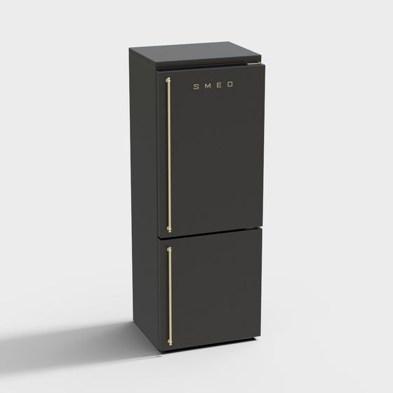 Vintage Black Refrigerator 3D model