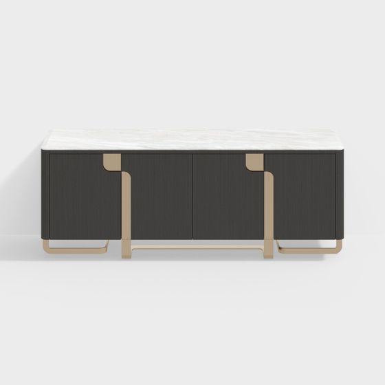 Minimalist Low-Poly TV Cabinet 3D model