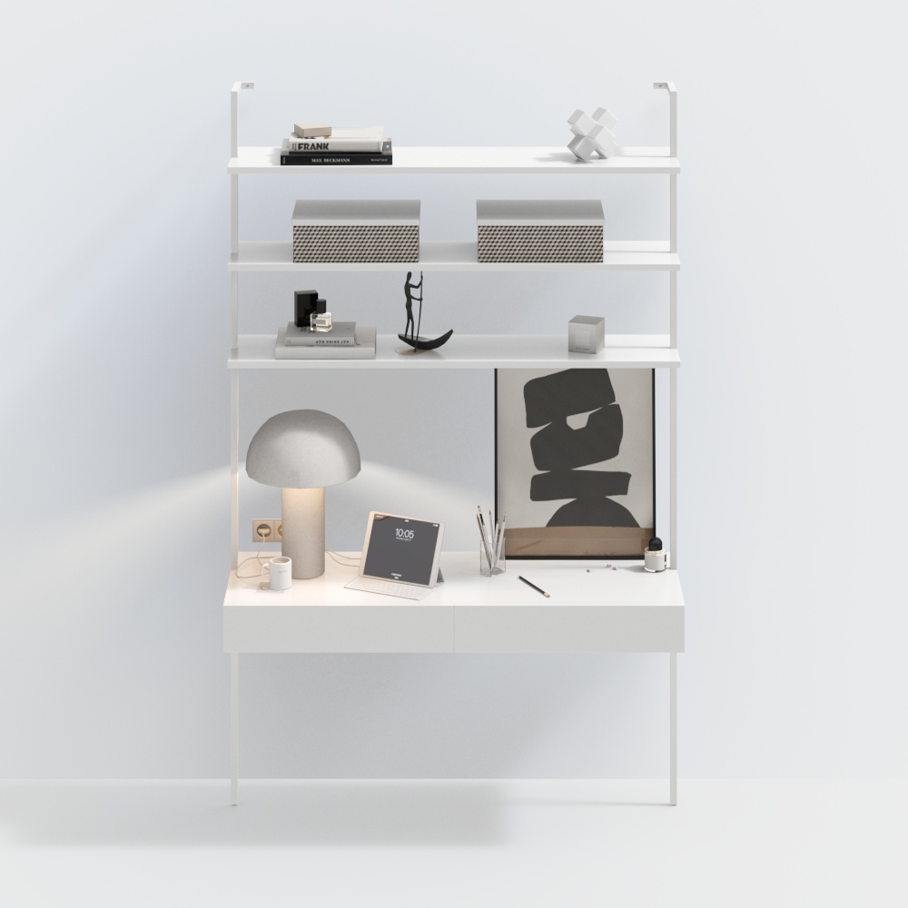 Nơi làm việc màu trắng loại VRAY