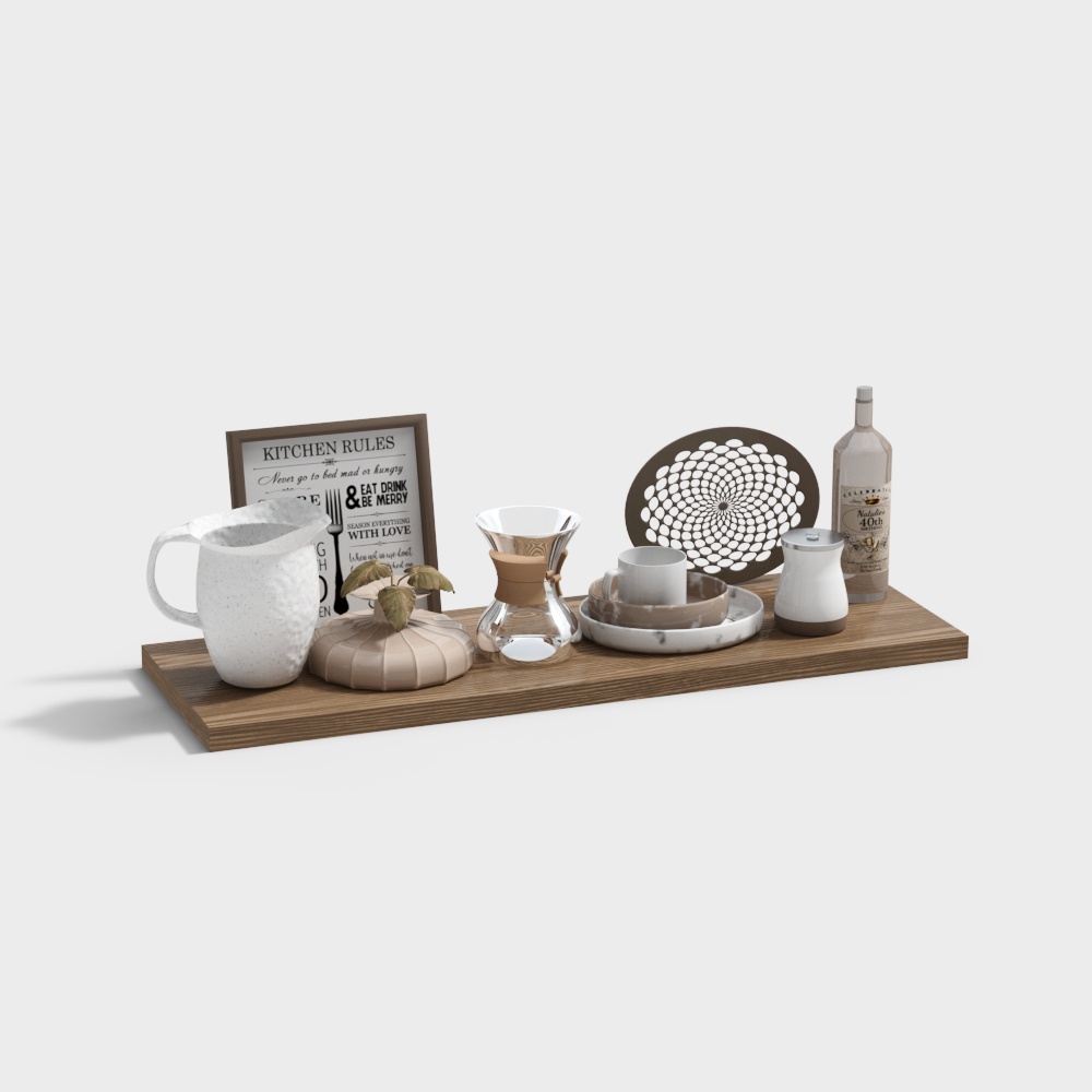 Cozy Kitchen Shelf 3D Model – Minimalist Kitchen Decor