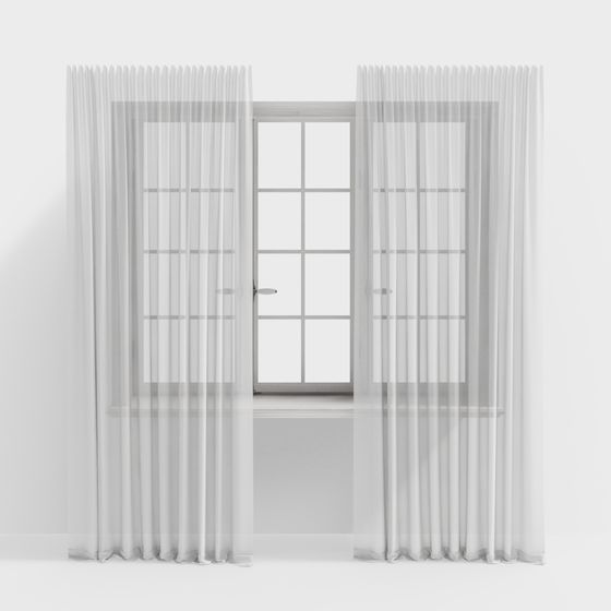 Elegant Low-Poly Window Drapery 3D model
