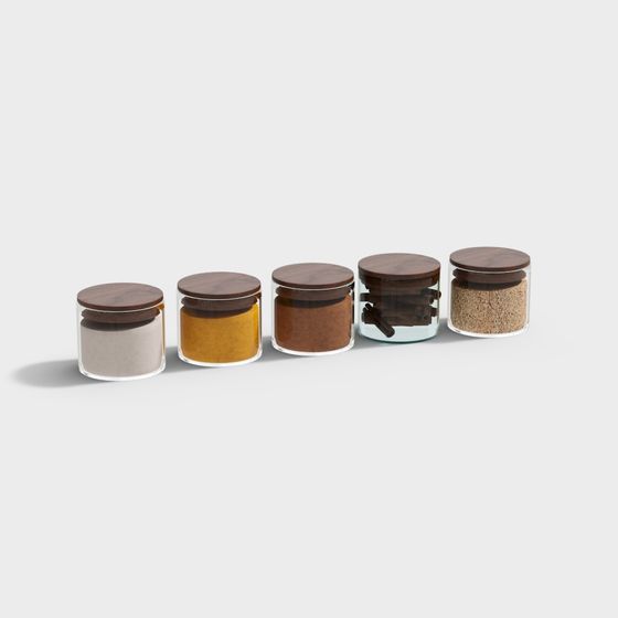 Stylish 5 Jar Spice Set 3D model