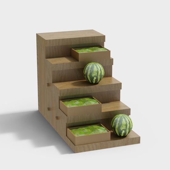 Low-Poly Watermelon Steps 3D model