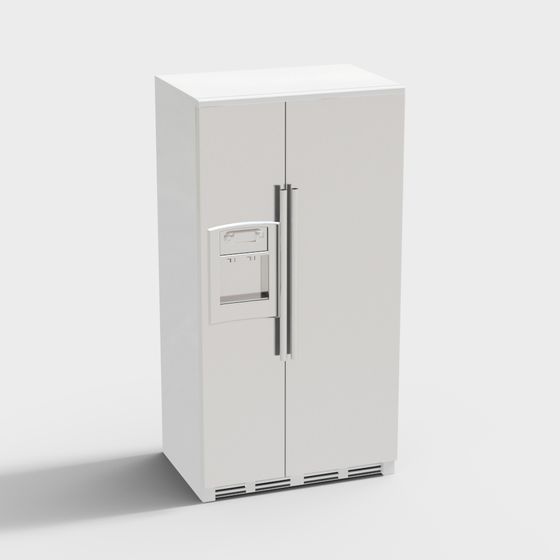Stylish White Refrigerator 3D model for Modern Interiors