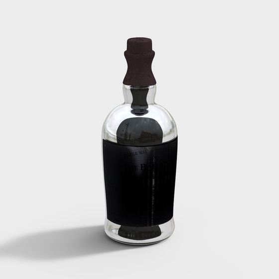 Highly Detailed Low-Poly Whiskey Bottle 3D model