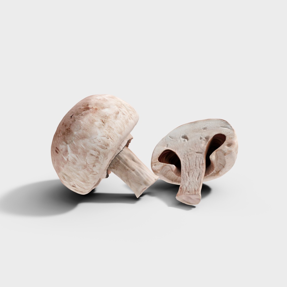 Realistic Low-Poly Mushroom 3D Model