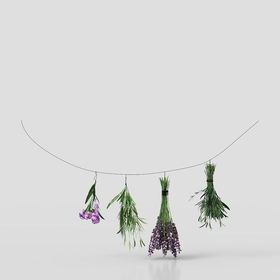 Suspended Bouquet 3D model: Natural Low-Poly Art