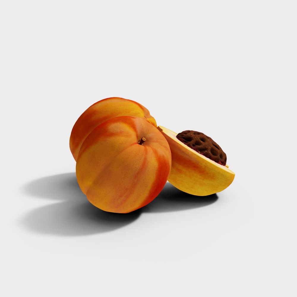 Low-Poly Peach 3D Model with Realistic Textures