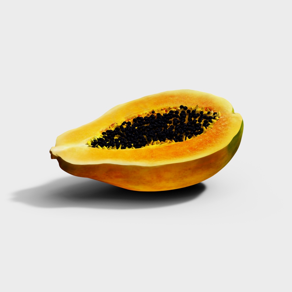 Vibrant Low-Poly Papaya 3D Model
