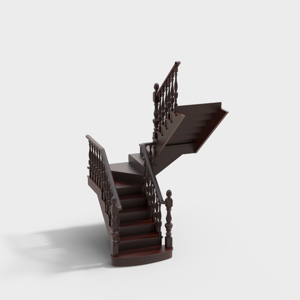Vintage-Inspired Low Poly Staircase 3D model