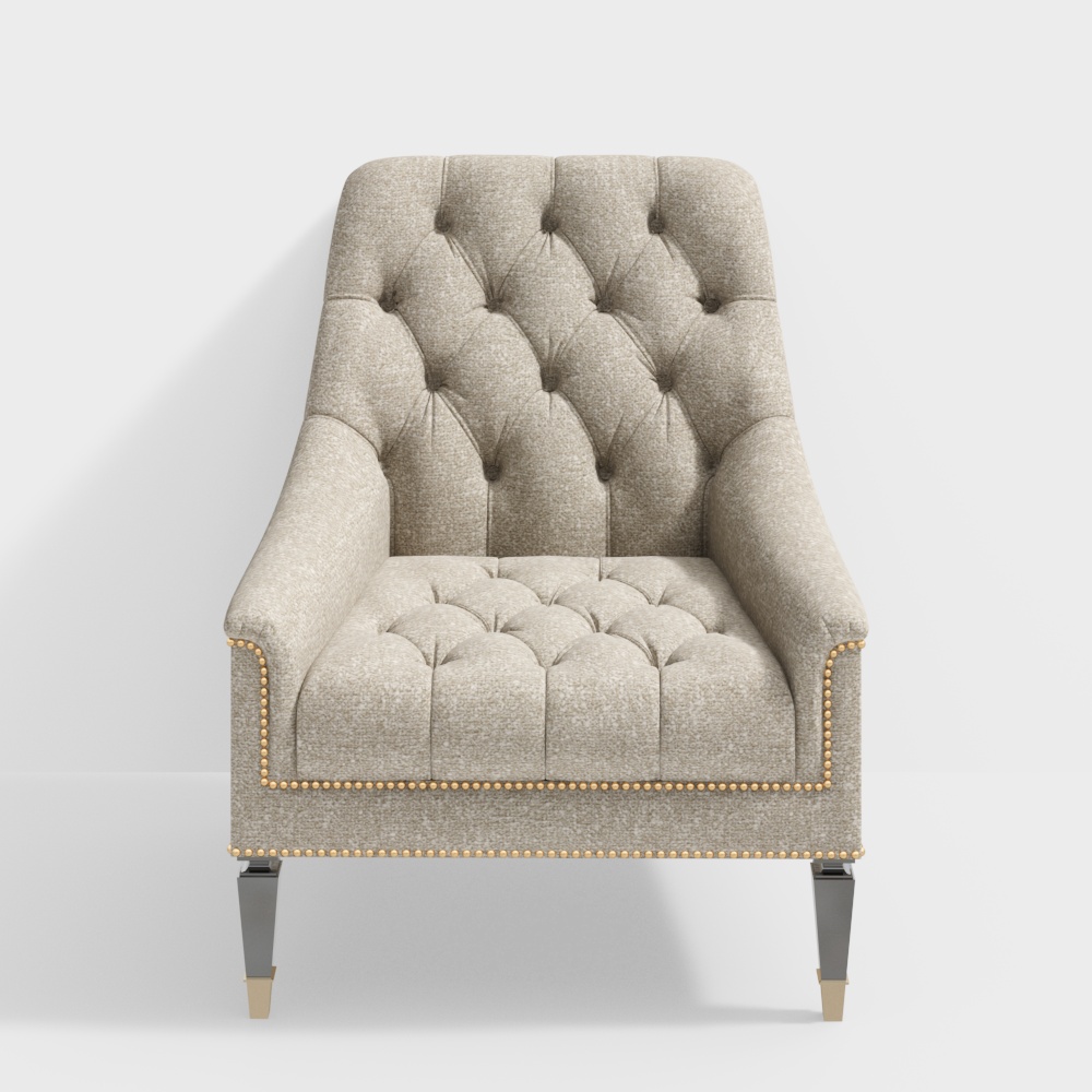 Elegant Classic High Back Chair 3D Model – Victorian Style