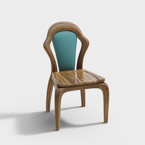 Streamlined Wooden Chair 3D model