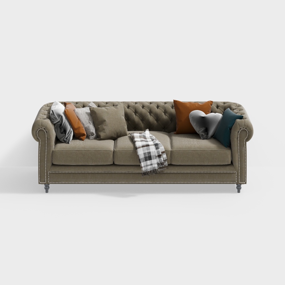 Stylish Low-Poly Sofa 3D Model – Modern Vintage Blend