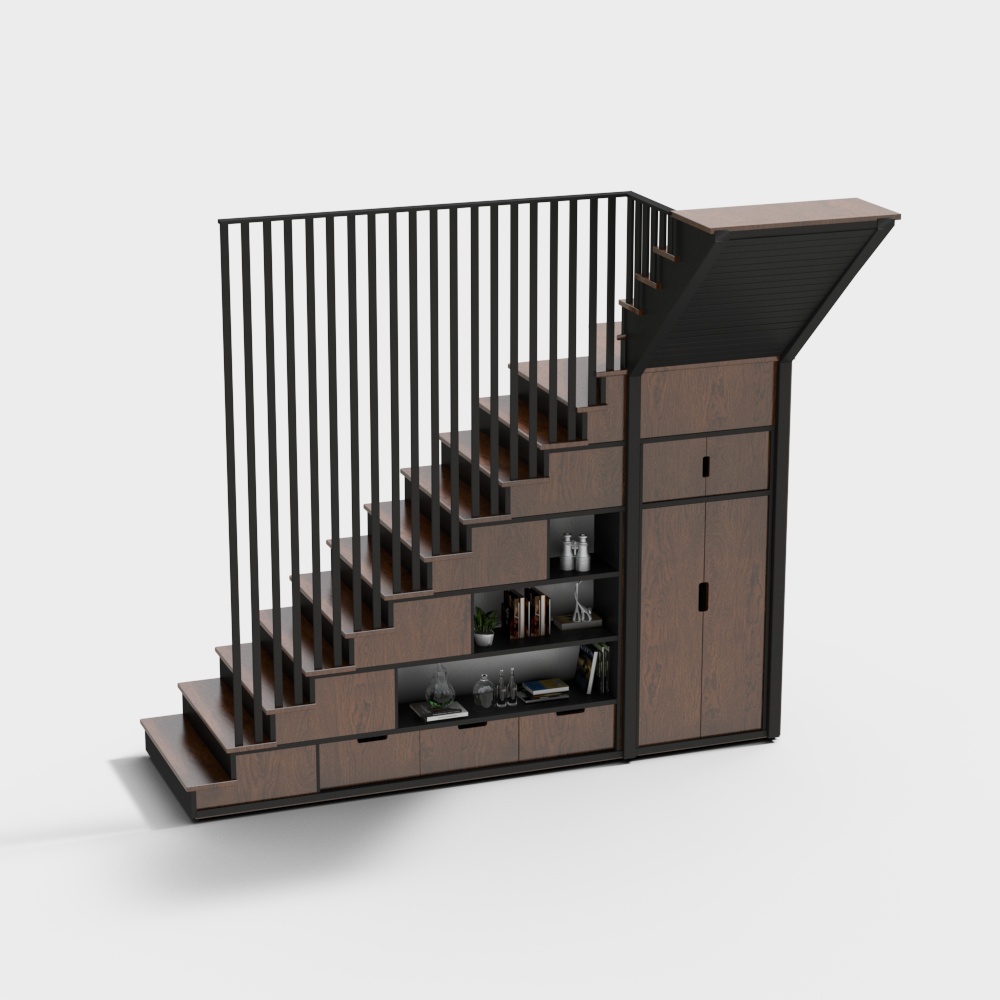 Wooden railing stair