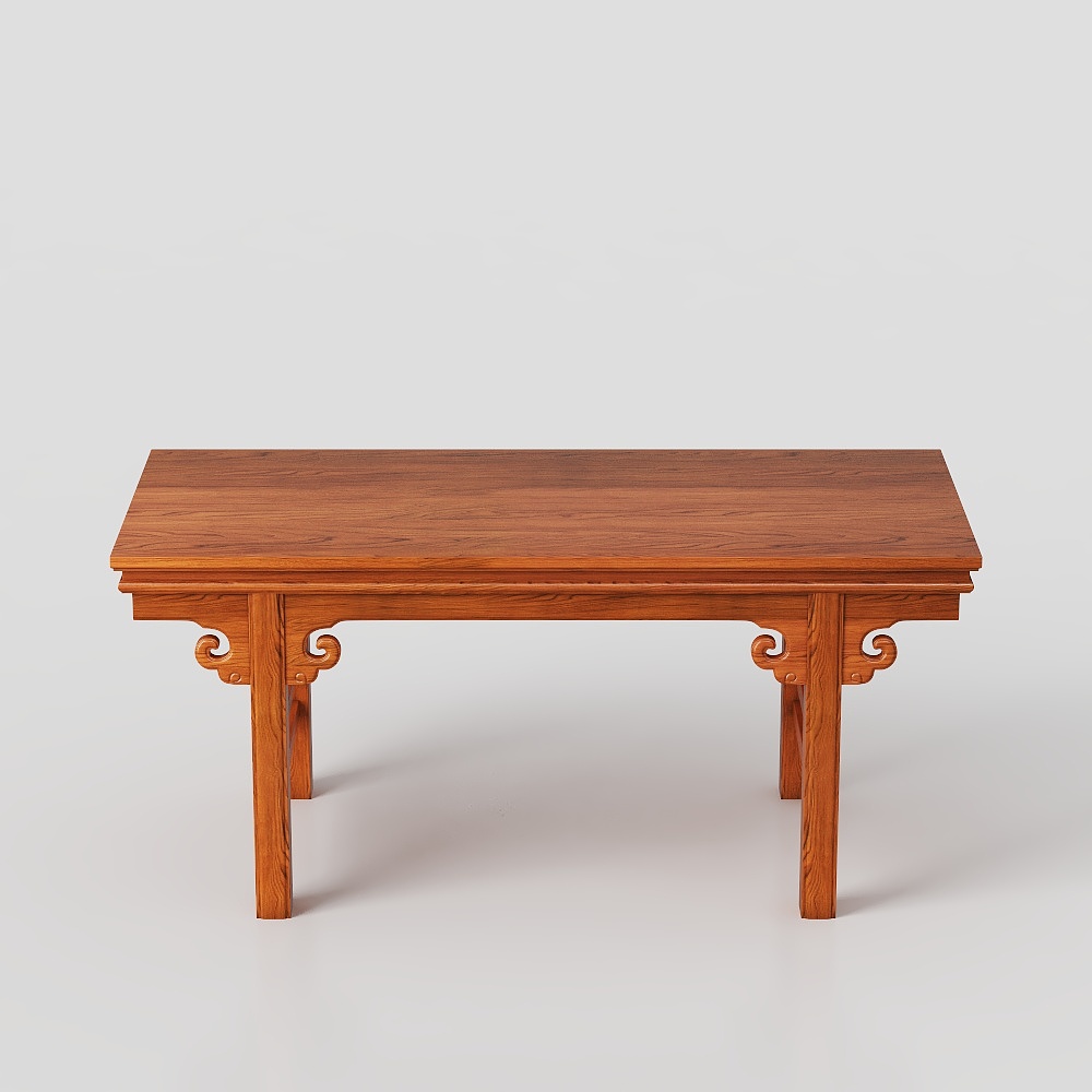 Classic Solid Wood Table 3D Model – Warm Brown Texture