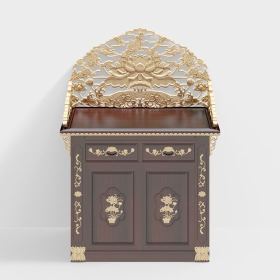 Elegant Low-Polygon Vintage Cabinet 3D model