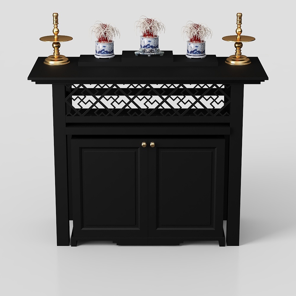 Elegant Chinese Screen Cabinet 3D Model – Low-Poly Eastern Design