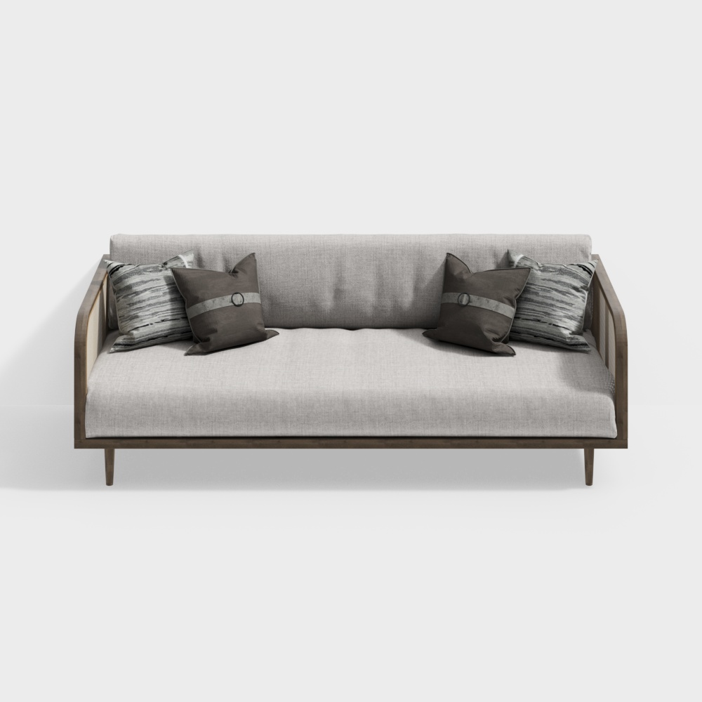 Urban Comfort Sofa 3D Model – Low-Poly Gray Upholstery