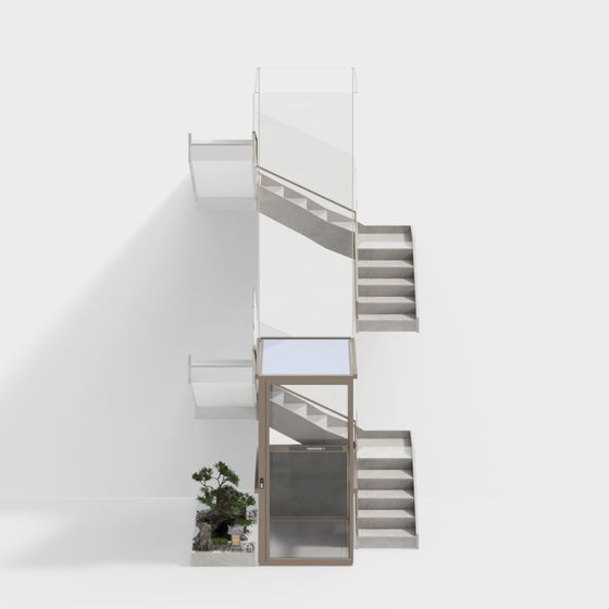 Elegant Low-Poly 3D Staircase Model