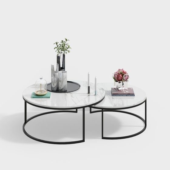 Stylish Round Table Set 3D model for Modern Interiors