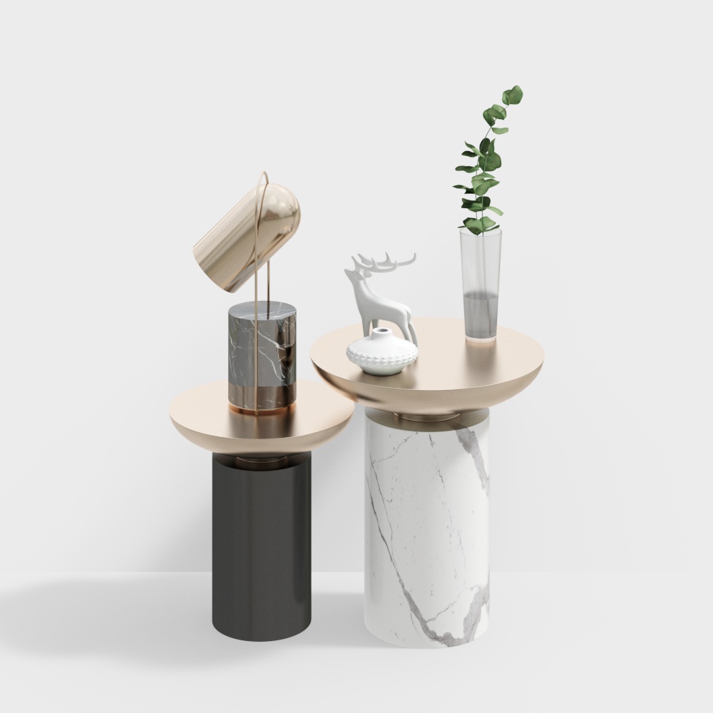 Urban Minimalist 3D Model – Marble and Metal Finish