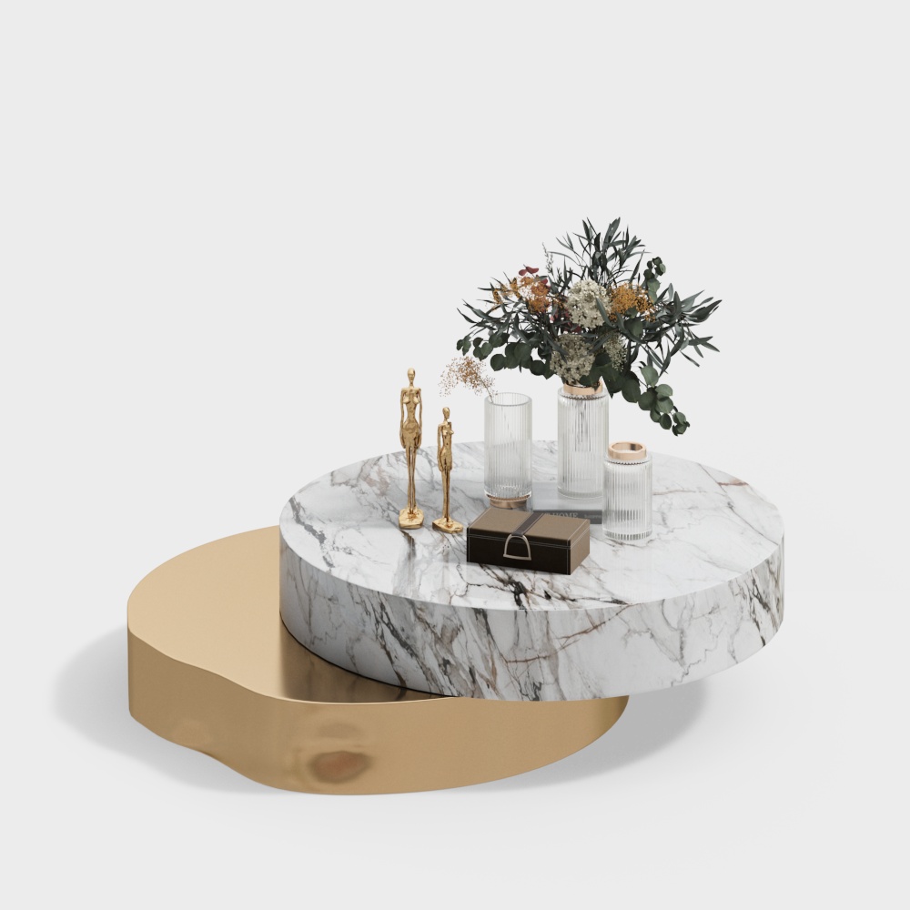 Elegant Marble Round Table 3D Model – Modern Design