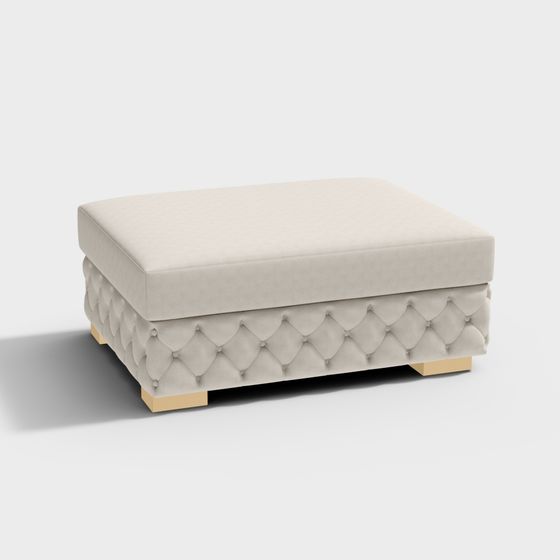 Elegant Square Stool 3D model for Modern Interiors