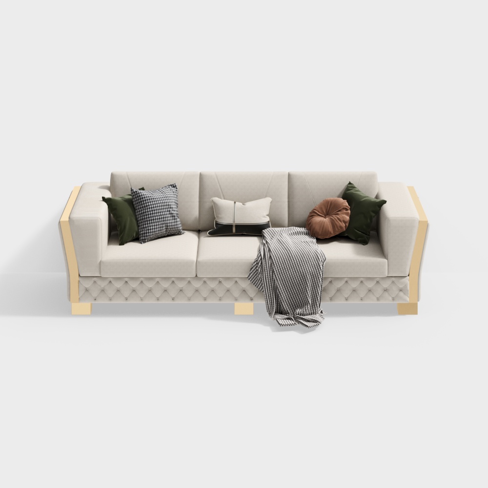 Chic Low-Polygon Sofa 3D Model – Modern Interior Design