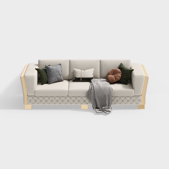 Chic Low-Polygon Sofa 3D model for Modern Interiors