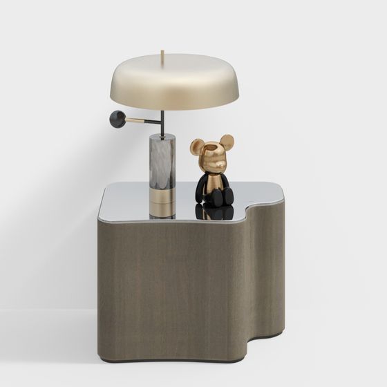 Sleek Desk Lamp and Bear Figurine 3D model