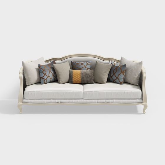 Elegant Low-Poly Rococo Style Sofa 3D model