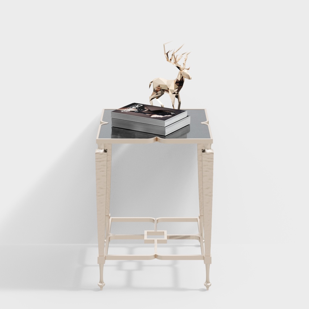 Elegant Polygonal Side Table 3D Model – Glass and Metal