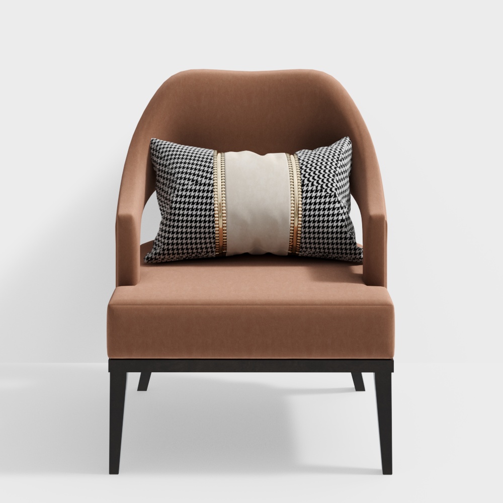 Urban Leisure Chair 3D Model – Velvet Upholstery Design
