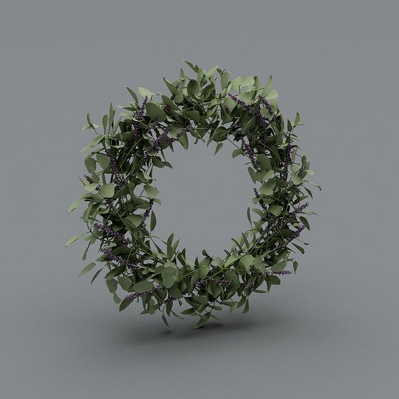 Nature-Inspired Floral Wreath 3D model