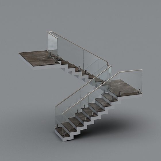Chic Low-Polygon Staircase 3D model for Interior Designs