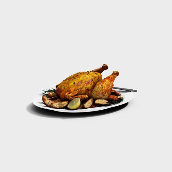 Roasted Chicken Feast 3D model