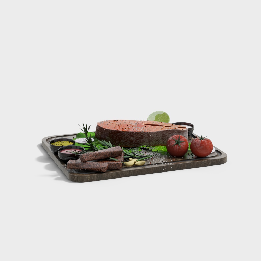 생선과 과일 쟁반