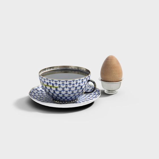 Stylish Teacup and Egg Cup 3D model for Creative Projects