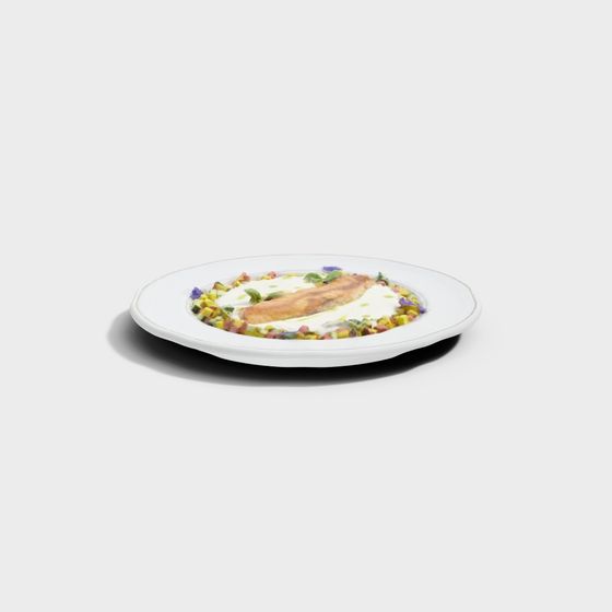 Delicious Pan-Seared Fish with Corn Salad 3D model