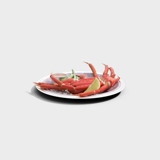 Realistic 3D Crab Stick Platter Model