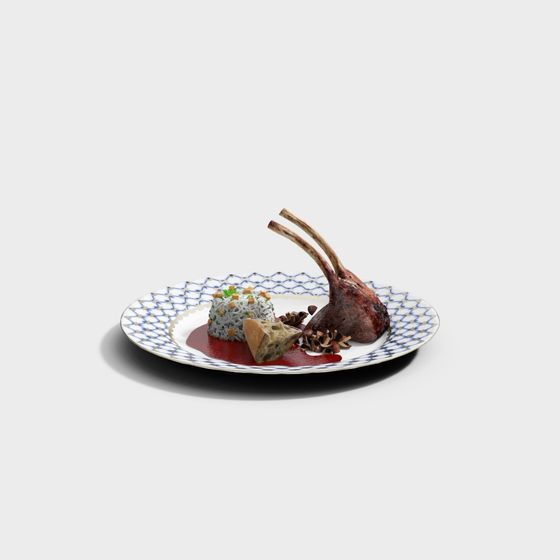 Delicious Roasted Lamb Chops 3D model for Culinary Display