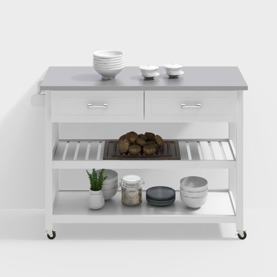Modern Minimalist Kitchen Cart 3D model