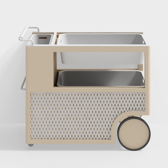 Stylish Mobile Food Cart 3D Model for Design Projects
