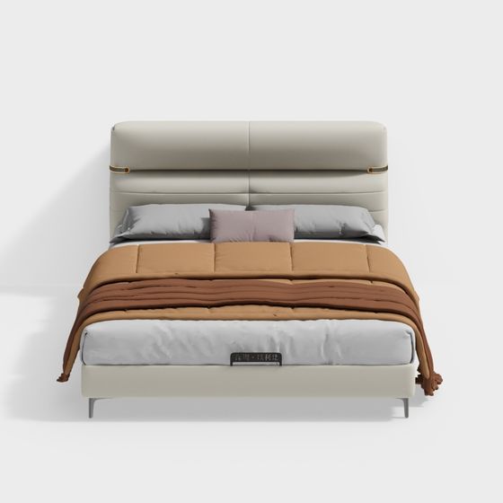 Elegant Minimalist Bed 3D model for Modern Homes